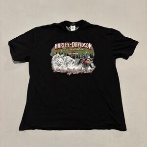Harley Davidson Shirt Mens 2XL‎ Black Banff Canada Motorcycle Biker Grunge 2013